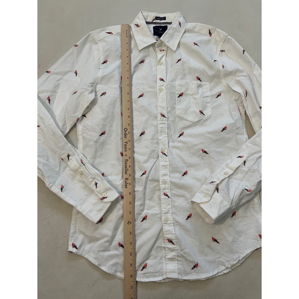 American Eagle Outfitters Mens Bird Print Button Down Shirt White Size M - Picture 7 of 14